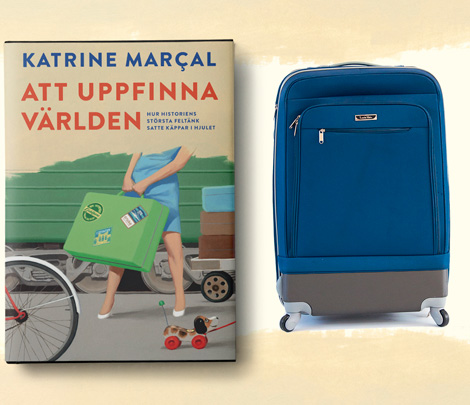Bokomslag Att uppfinna världen -  och bild på en resväska.